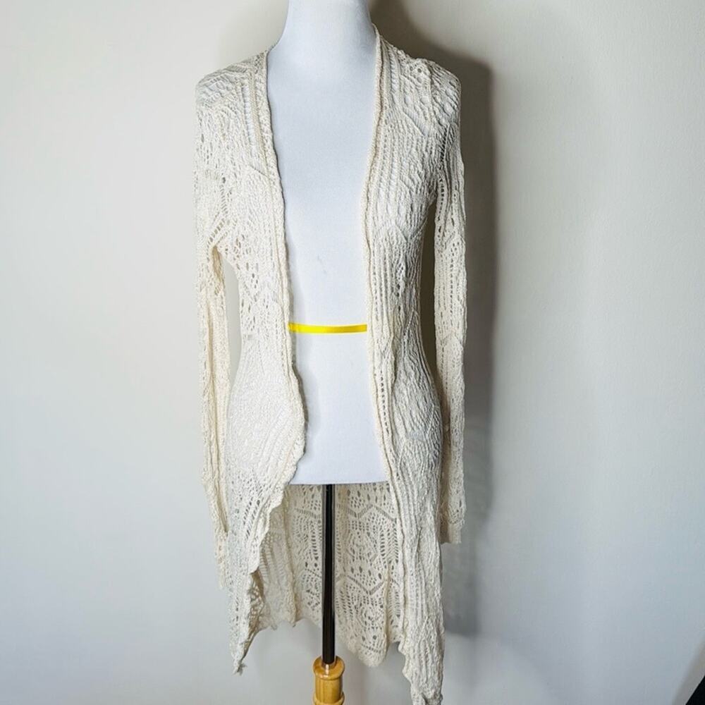 Bershka Cream Crochet Cardigan Coverup